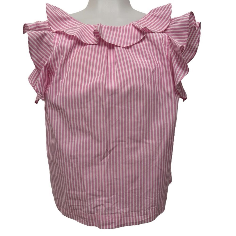 Crewcuts Girls Pink and White Stripe Top Ruffles Size 14